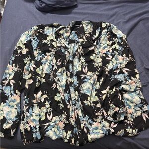Torrid Black and Blue Floral Top